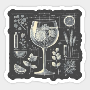 Gin & Tonic blueprint Sticker